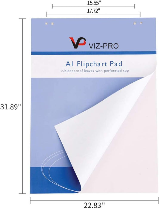 VIZ-PRO Standard Easel Pads, A1 Flipchart Paper Pad, 23 x 32 Inches, 25-Sheets/Pad