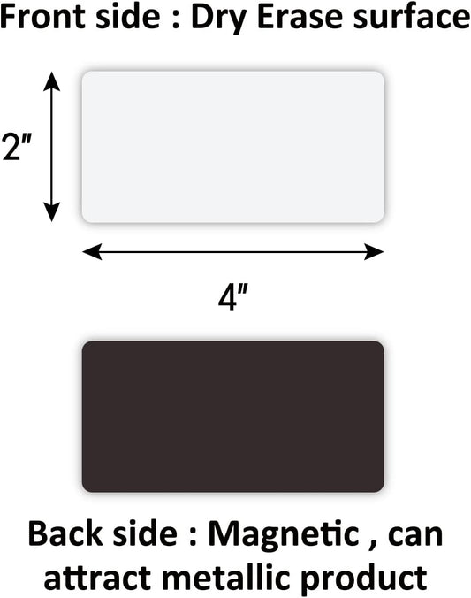 Dry Erase Magnetic Labels 4x2 Inch White, Reusable Magnetic Dry Erase Labels for Classroom Office Whiteboards,Pack of 40
