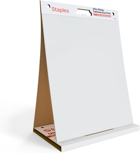 Staples Ultra Sticky Tabletop Easel Pad, 20x23 Inch, 20 Sheets/Pad