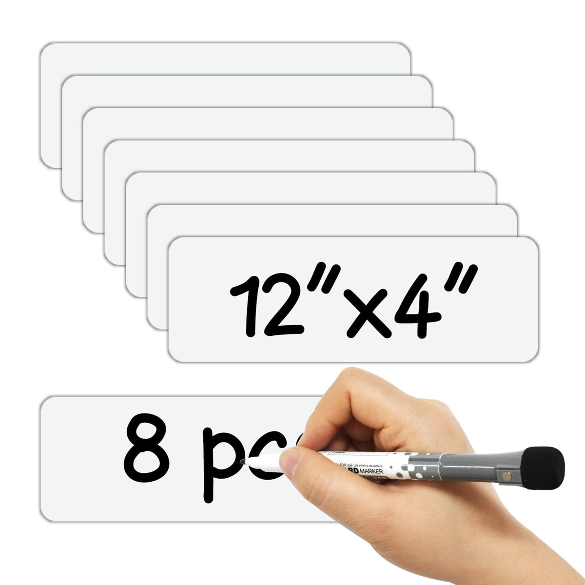 Dry Erase Magnetic Labels 4x2 Inch White, Reusable Magnetic Dry Erase Labels for Classroom Office Whiteboards,Pack of 40