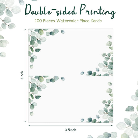 Fumete 100 Pack Wedding Place Cards, Watercolor Table Setting,Fresh