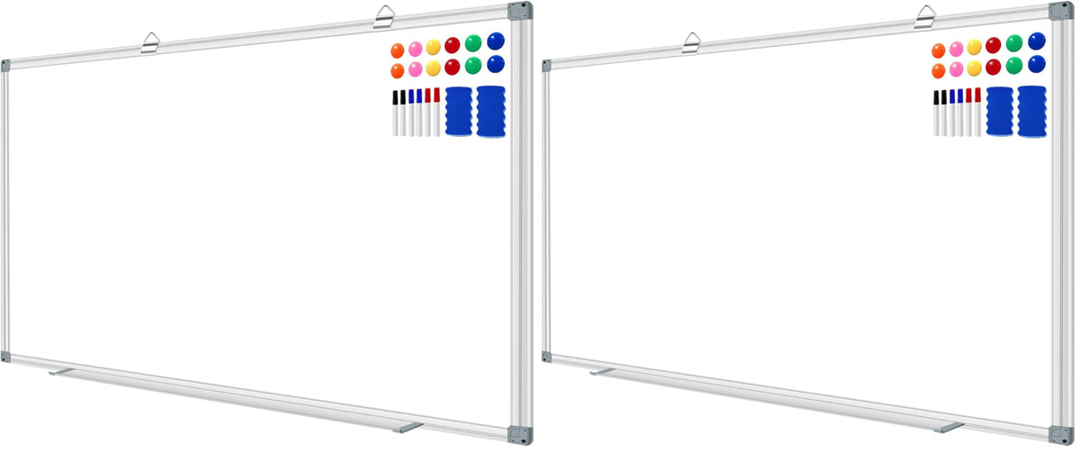 H-Qprobd 3' x 2' Magnetic Whiteboard Large Dry Erase White Board 36"x24" Aluminum Presentation Whiteboard with Long Pen Tray, 6 Markers, 2 Erasers &12 Magnets