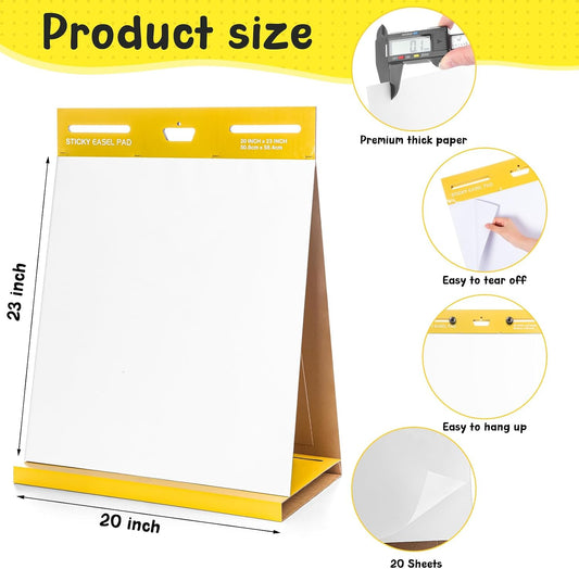 ReliThick 4 Pack Sticky Tabletop Easel Pad, 20 x 23 in Flip Chart 20 Sheets
