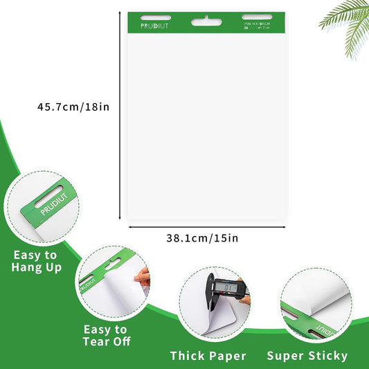 3 Pack Sticky Easel Pads, 15 x 18 Inches Flip Chart Paper, 30 Sheets
