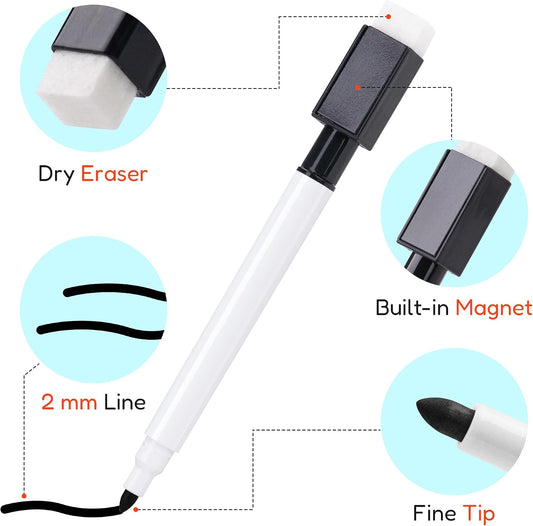 50 Pcs Magnetic Dry Erase Markers, Fine Point Tip, Black