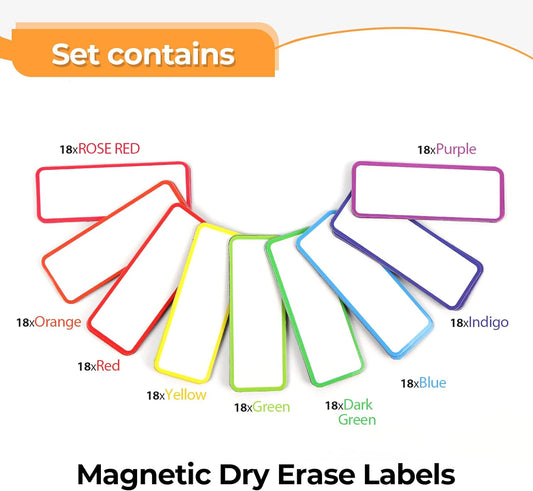 54pcs Magnetic Dry Erase Labels Reusable Colorful Name Tags