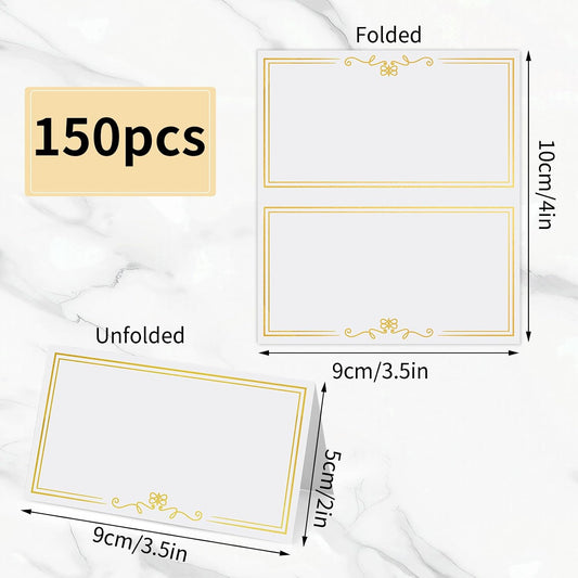 150Pcs Place Cards for Table Setting Wedding Cards with Gold Foil Border