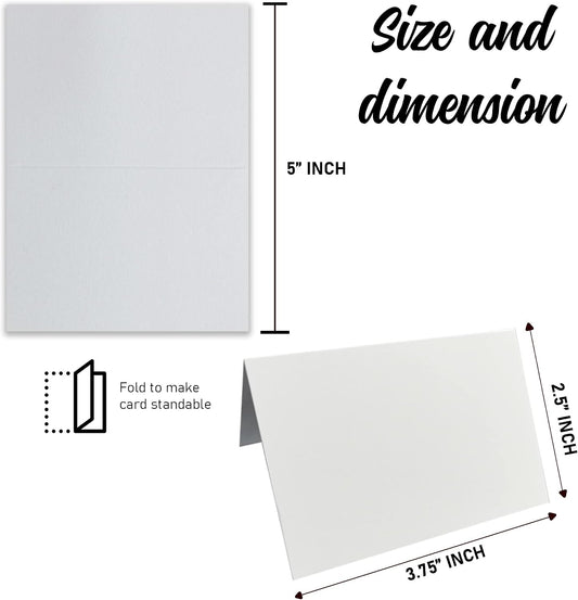 Place Cards White Blank Pack of 100. Premium Tent Name Place Cards for Table Setting Size 2.5x3.75 inches - Perfect for Weddings, Banquets Dinner Parties and any other Events