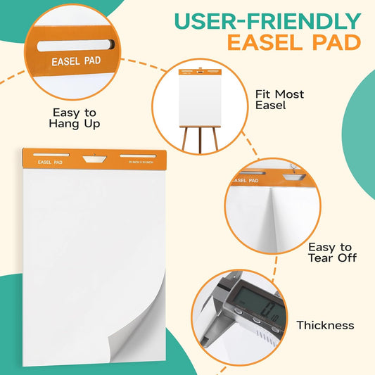 40 Sheets/Pad 25 x 30 Inches Large Self Stick Flip Chart Paper, 2 Pads/Pack