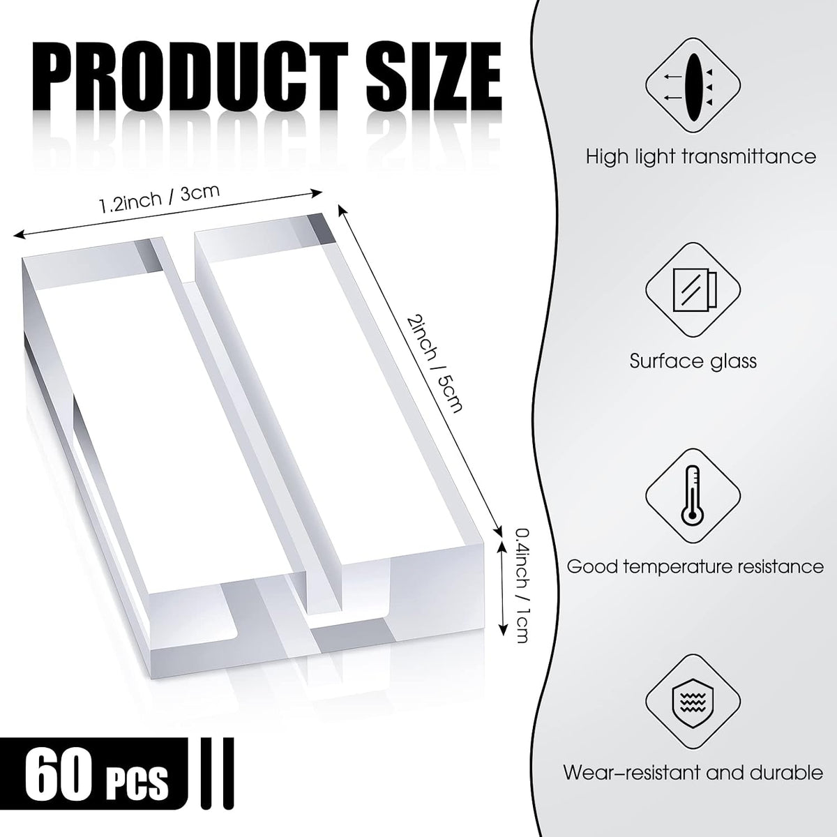 Blulu 20 Pieces 2 Inch Acrylic Place Card Holders Clear Stands Base with 3 mm Card Slot Numbers Display Table Sign for Wedding Exhibition Office Cafe Restaurant Photo Menu Meeting Table Decorations