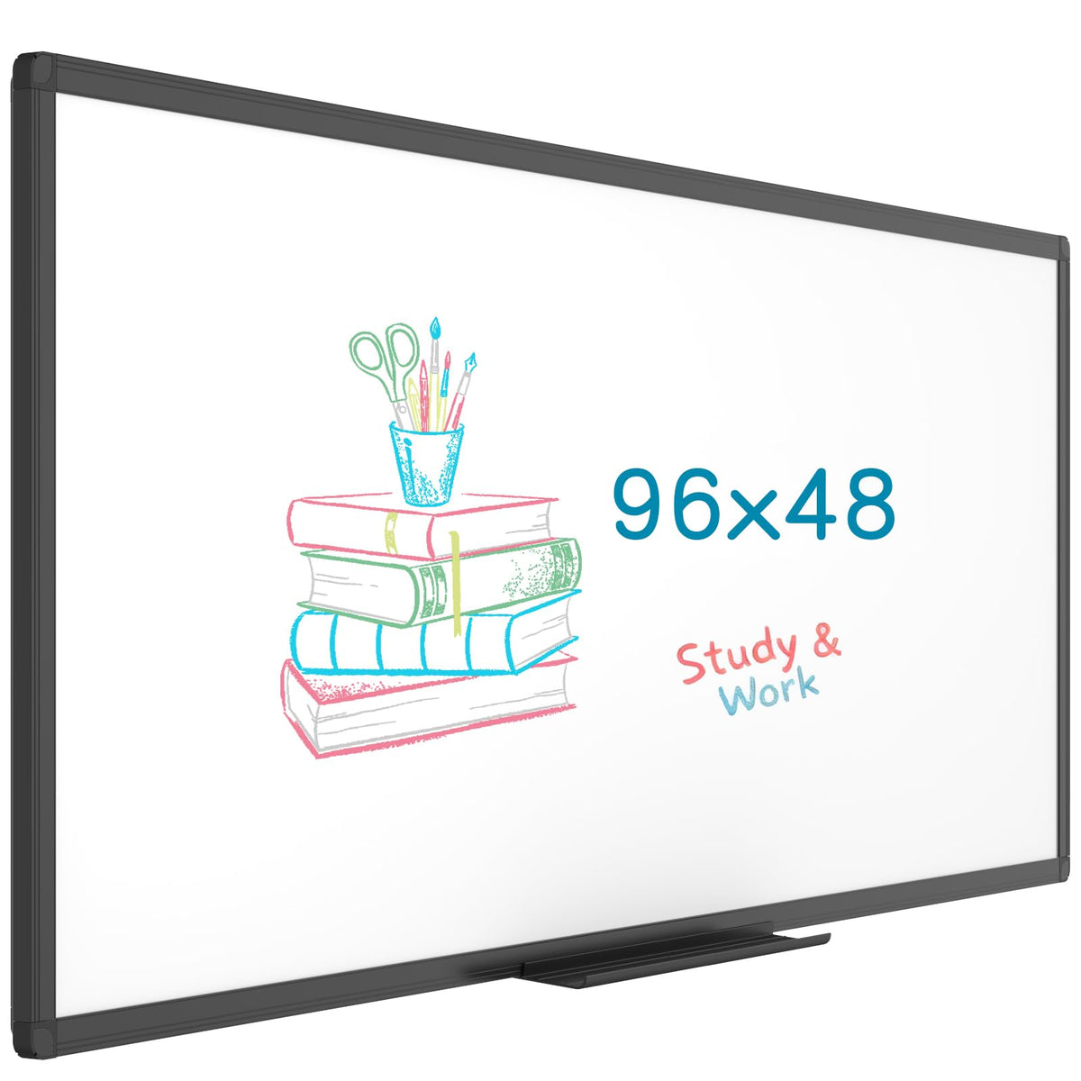 VIZ-PRO Magnetic Dry Erase White Board, 36 X 24 Inches, Black Aluminium Frame