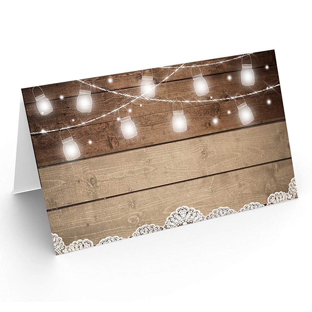 Printed Party Table Place Cards for All Occasions and Events, Set of 25 (Elegant Branch)