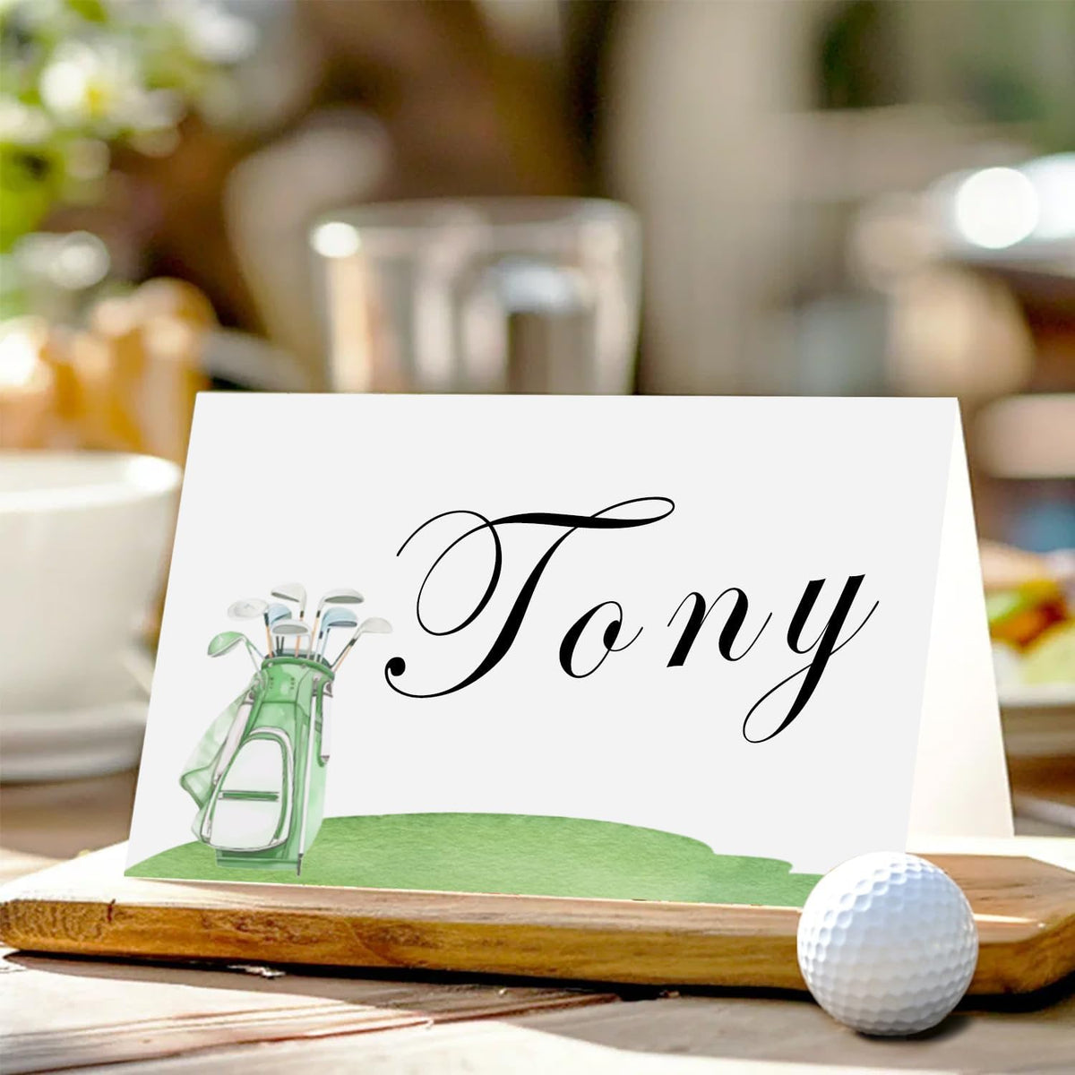 48 Pcs Golf Buffet Food Labels, Sprots Themed Folded Place Cards and Tent Name Cards for Birthday and Baby Shower Party Table Setting Decorations Supplies (Four)