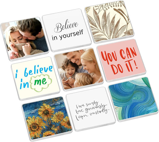 30 Pieces Fridge Magnet Set Acrylic Square Refrigerator Magnet with Adhesive Backing DIY Fridge Magnets for Office, Classroom, Cabinets, Kitchen (60 Piece, 1.89 Inch)