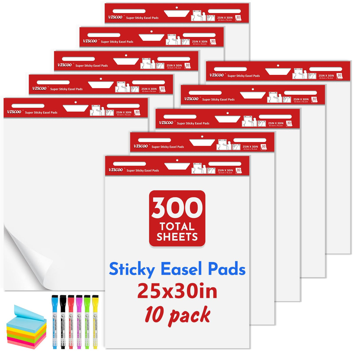 VISCOO Thickened Sticky Easel Pad, 20x23 In Chart Paper for Teachers,3 Pack
