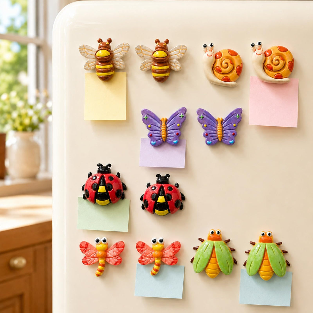 6pcs Insect Butterfly Fridge Magnets, Suitable for Kitchen, Office, Whiteboard, Dishwasher, Vibrant Colors, Gift for Christmas Fun Design with Colorful Patterns, Thanksgiving