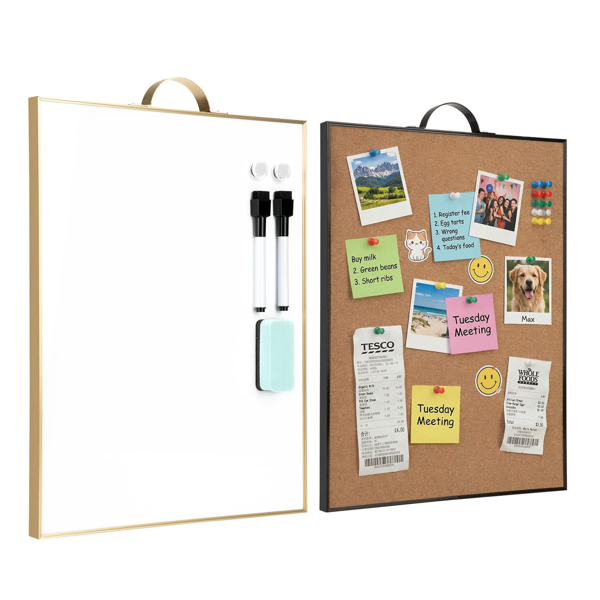TSJ OFFICE Small White Board - 16" X 12" Portable Black Aluminum Framed Whiteboard, Magnetic Dry Erase Board with a Handle, to Do List Notepad for Office, Home, School