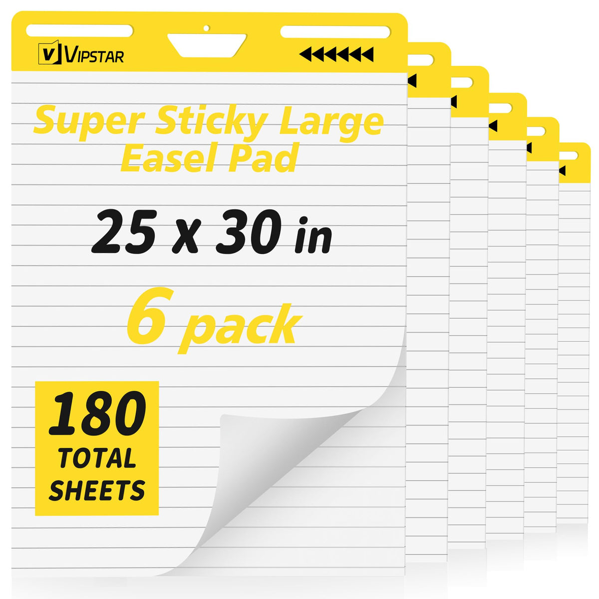 VIPSTAR Sticky Easel Pad, 25 x 30 in, Flip Chart Paper for Teachers, 6 Pads
