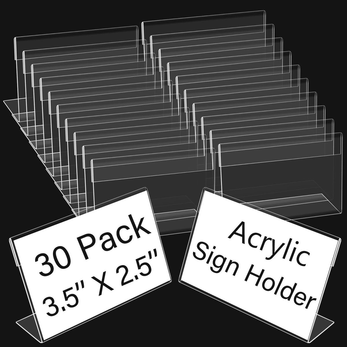 20 Pcs Acrylic Sign Holder 3x5 Inch, Horizontal Clear Sign Holders, L-Shape Acrylic Paper Holder, Plastic Sign Holder Display Stand for Business, Classroom, Office, Retail Store, Restaurant
