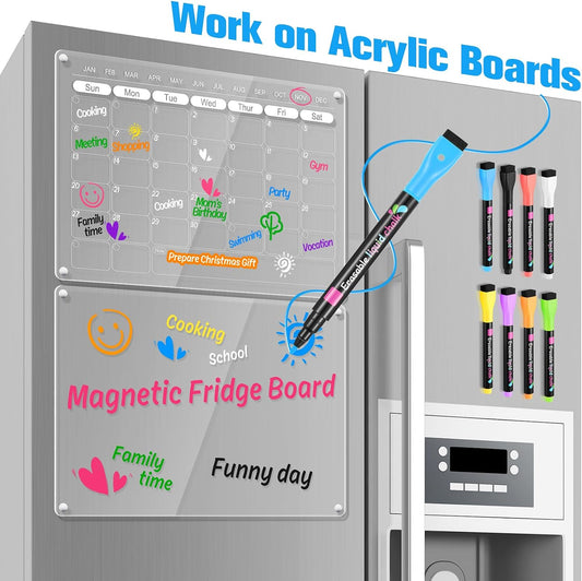 Magnetic Liquid Chalk Markers Wet Erase Markers for Acrylic Calendar Planning Board LED Note Board Clear Glass Whiteboard Window/Mirror Easter Holidays Paintings, 8 Vibrant Colors, 1mm Fine Tip