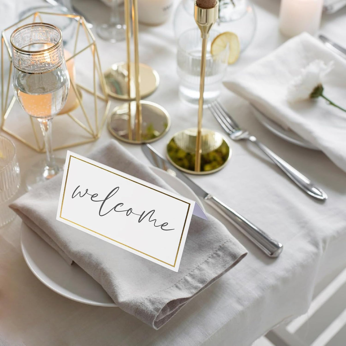 120 Pcs Place Cards for Table Setting - Folded Name Cards 2 x 3.5 Inch