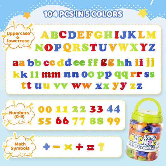 LovesTown 104 PCS Magnetic Letters Numbers, Uppercase and Lowercase