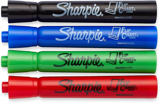 Sharpie Flip Chart Markers, Bullet Tip, Assorted Colors, 4 Pack