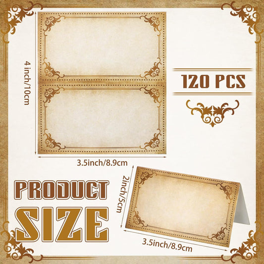 Feifeiya 120 Pack Vintage Place Cards, 3.5x2 Inch Tent Style Seating