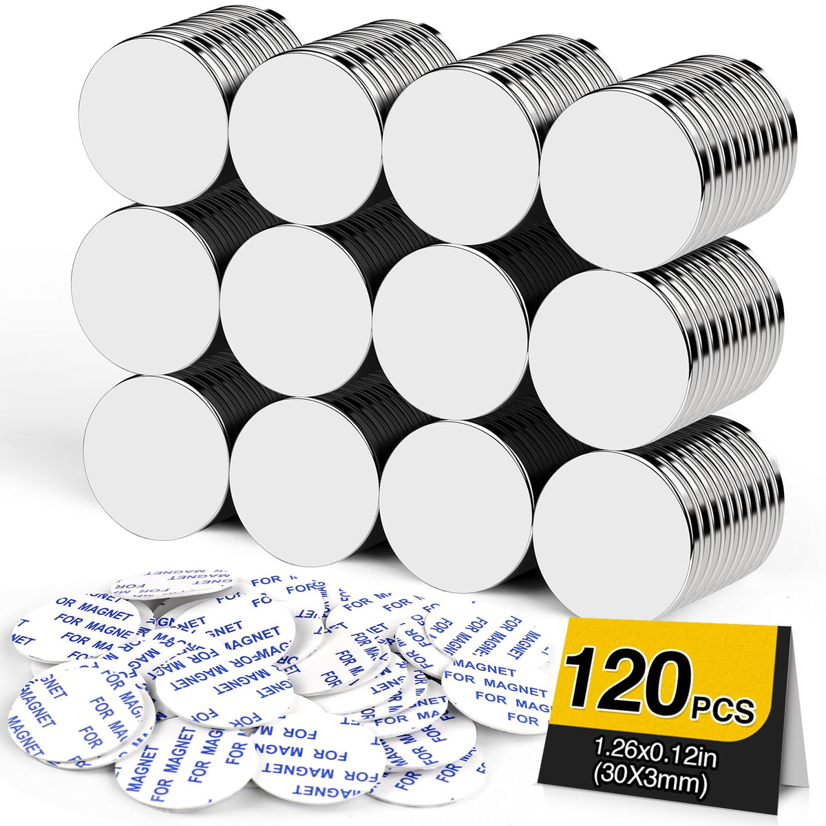 DIYMAG Strong Magnets,6 Pack with Double Sided Adhesive Backing Powerful
