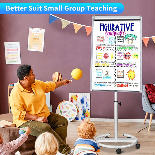 Maxtek Whiteboard on Wheels 40 x 28 in, Magnetic Rolling Dry Erase Easel