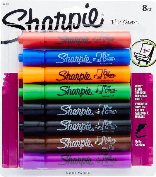 Sharpie 22480PP Flip Chart Marker, Bullet Point, 8/PK, Assorted
