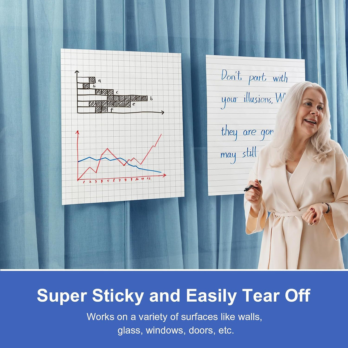 Comix Grid Sticky Easel Pad, 25 x 30 In Flip Chart, 30 Sheets/Pad, 2 Pads