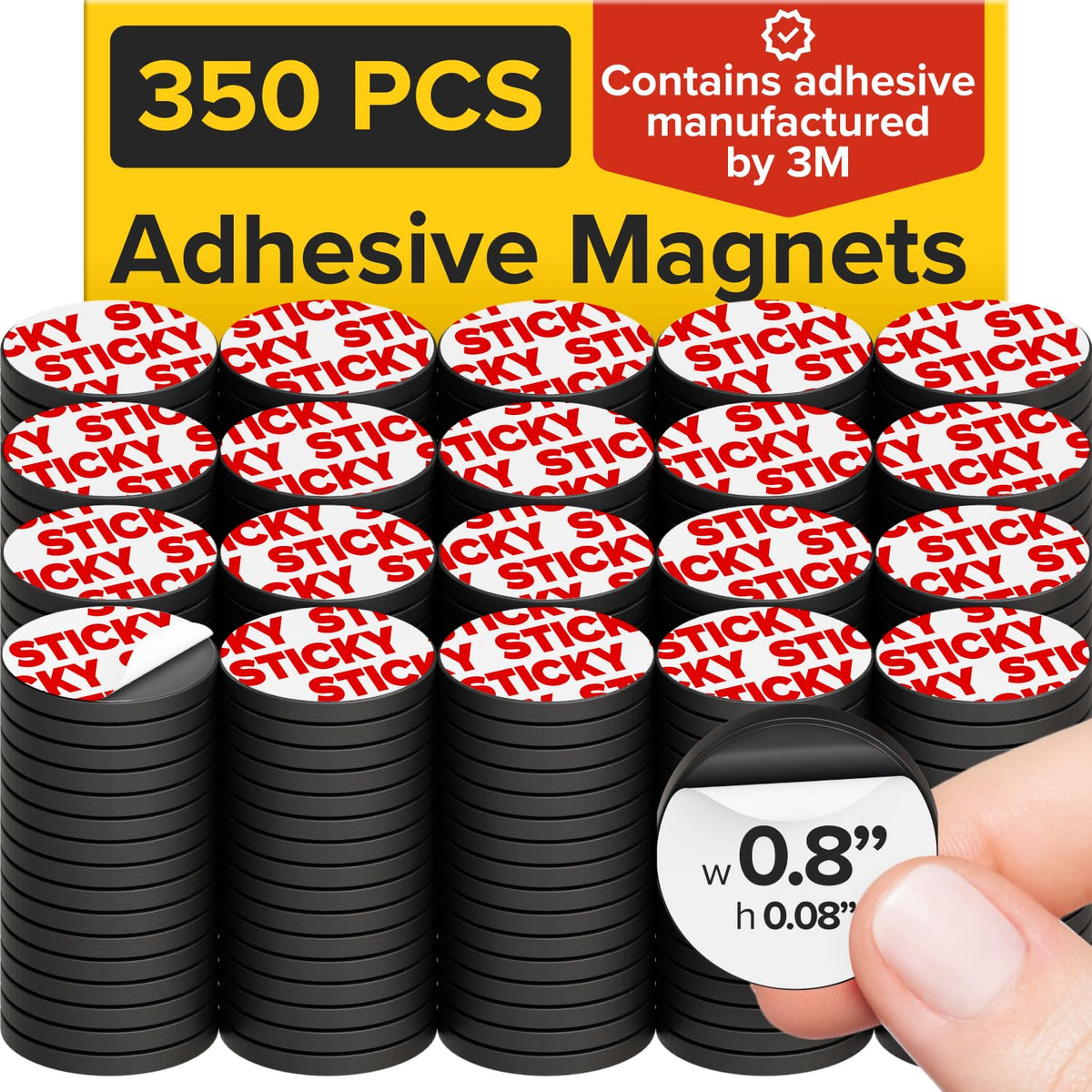 Sticky Flexible Adhesive Magnets for Crafts, 0.8"x0.08" (20x2mm), 45 pcs