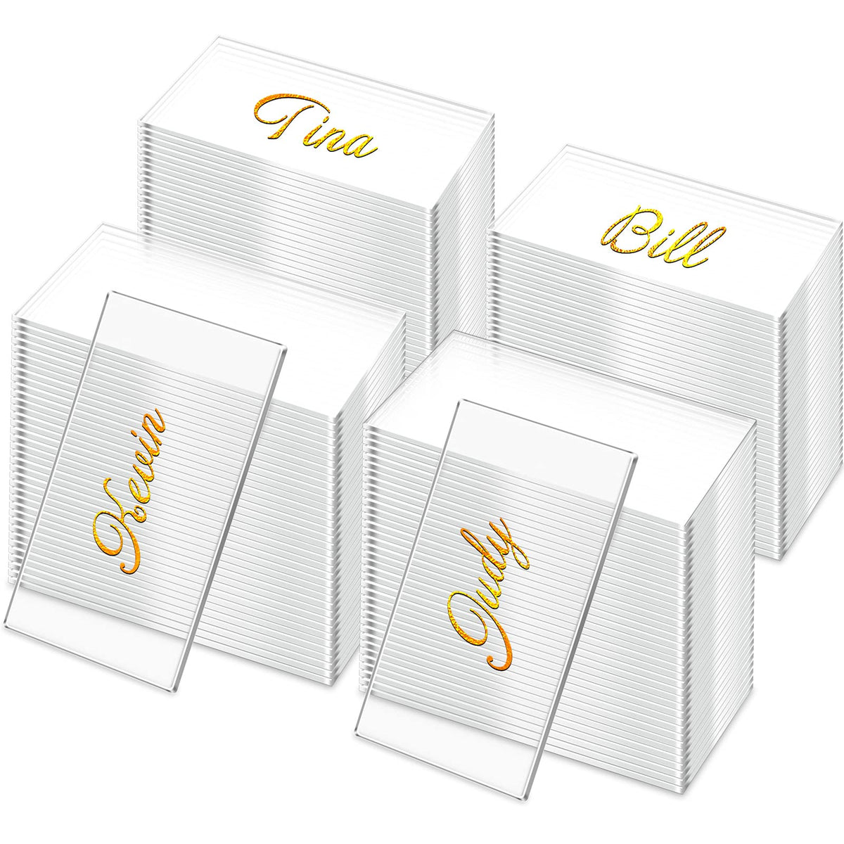 Chunful 120 Pcs Clear Acrylic Place Cards Blank Name,Rectangular Style