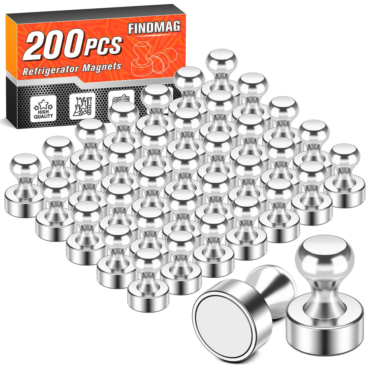 FINDMAG Fridge Magnets, Magnets for Whiteboard, Kitchen, 14 Pack, Colorful