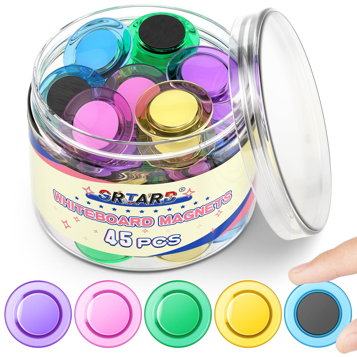 Grtard 45 Pcs Colorful Magnets for Whiteboard, Round Fridge Magnets
