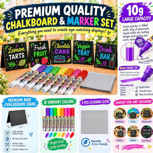Mini Chalkboard Signs for Food, 20Pcs Food Labels for Party Buffet Food Signs, Reusable and Reserved Table Sign, Catering Supplies Buffet Display Food Tags Place Cards, with 8Pcs Chalk Markers