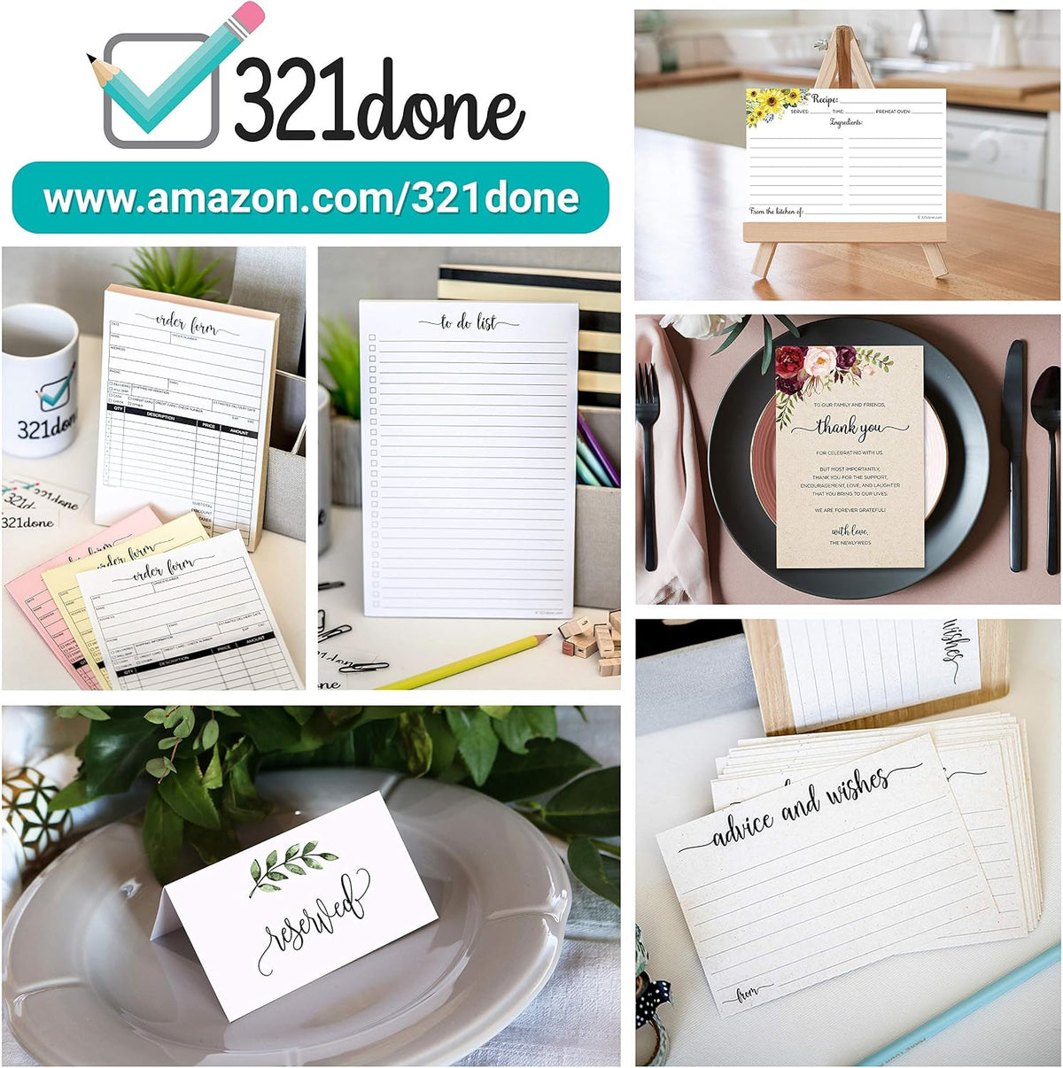 321Done Place Cards, Name Cards, 3.5x2, Set of 24, Green Leaves Tan