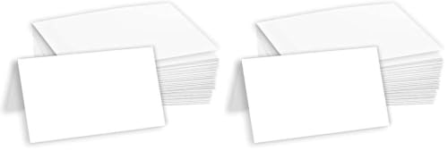 Hamilco White 80lb Cover Heavy 3.5x11 Tent Place Cards for Weddings (100PK)
