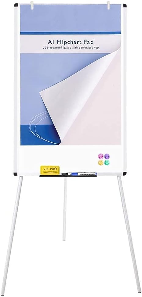 VIZ-PRO Magnetic Whiteboard Easel, 36 x 24 Inches, Portable Dry Erase Board