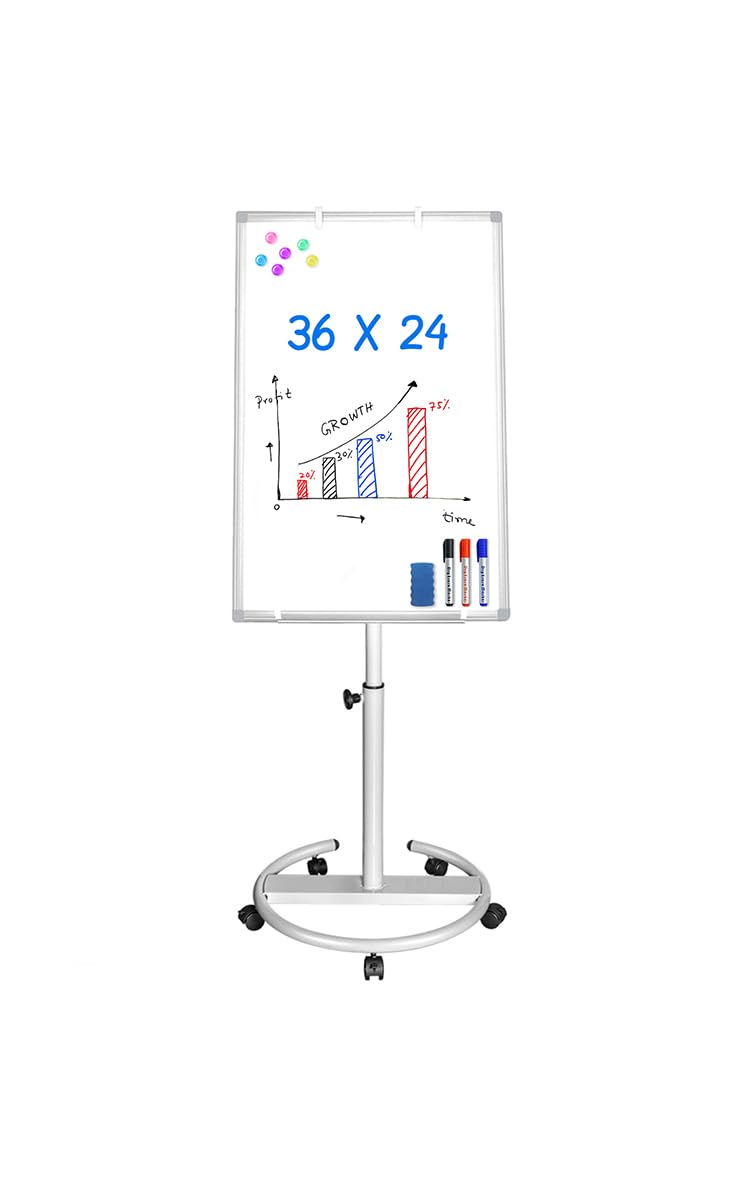 Maxtek Whiteboard on Wheels 40 x 28 in, Magnetic Rolling Dry Erase Easel