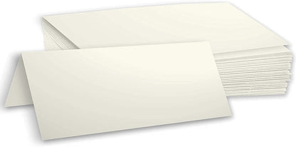 Hamilco White 80lb Cover Heavy 3.5x11 Tent Place Cards for Weddings (100PK)