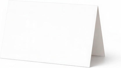 96 Pack Mini Place Cards 3.5” x 2” – Folded Table Tent Cards, 80lb Cover – Blank Printable Name Cards for Weddings, Parties, Events & Food Labels (Black)