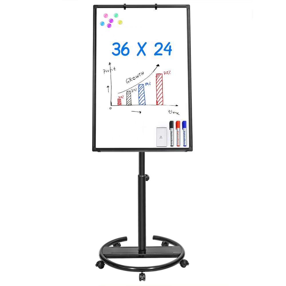 Maxtek Whiteboard on Wheels 40 x 28 in, Magnetic Rolling Dry Erase Easel