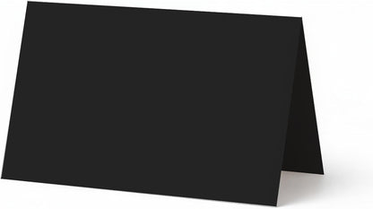 96 Pack Mini Place Cards 3.5” x 2” – Folded Table Tent Cards, 80lb Cover – Blank Printable Name Cards for Weddings, Parties, Events & Food Labels (Black)