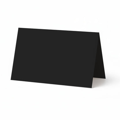 96 Pack Mini Place Cards 3.5” x 2” – Folded Table Tent Cards, 80lb Cover – Blank Printable Name Cards for Weddings, Parties, Events & Food Labels (Black)