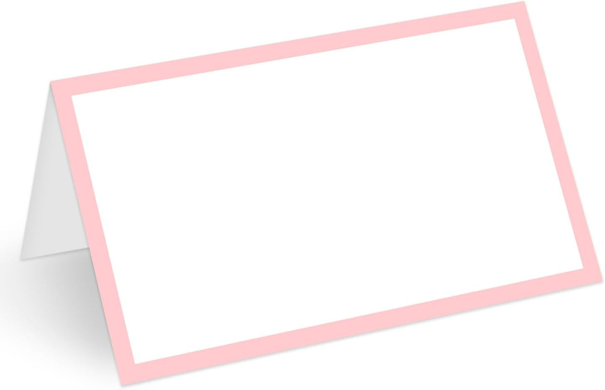 25 Pcs Blush Pink Place Cards, Blank Tent Name Cards for Food Buffet, Dinner Party, Wedding Reception, Bridal Shower Table Setting -02