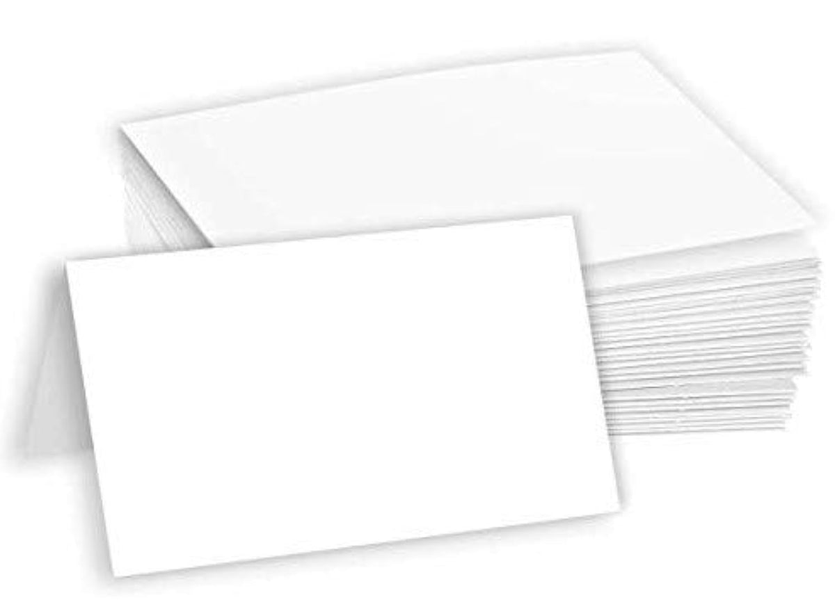 Hamilco White 80lb Cover Heavy 3.5x11 Tent Place Cards for Weddings (100PK)