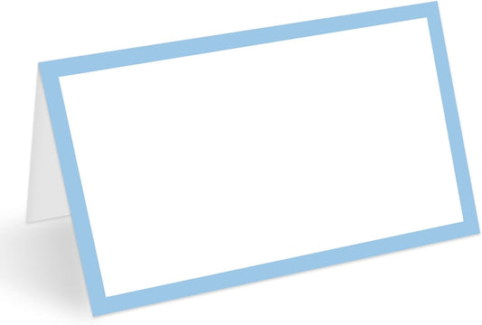 Dusty Blue Border Place Cards for Table Setting, Blank Name Card for Banquet, Set of 25 Seating Cards for Wedding Reception Baby Shower Birthday Party and Events-04