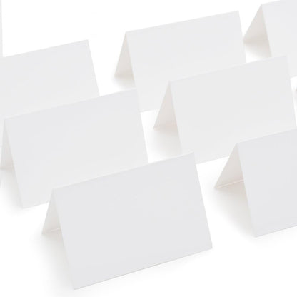 AZAZA 50 Pcs White Blank Place Cards - Textured Table Tent Cards Seating Place Cards for Weddings Banquets Dinner Parties 2.5" x 3.75"